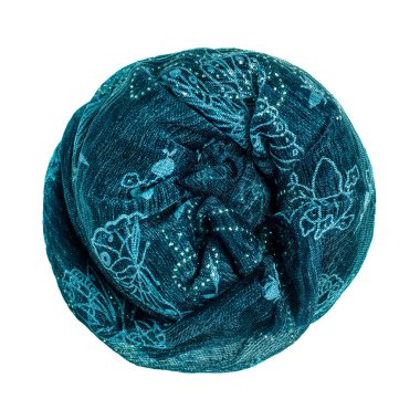 Mavi İpek eşarp izole üzerinde beyaz arka plan.