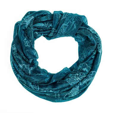 Mavi İpek eşarp izole üzerinde beyaz arka plan.