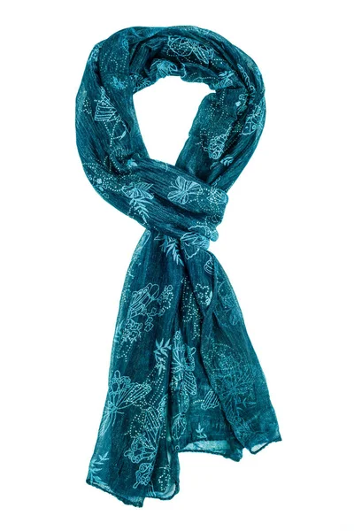 Blue silk scarf isolated on white background. — Stock Photo, Image