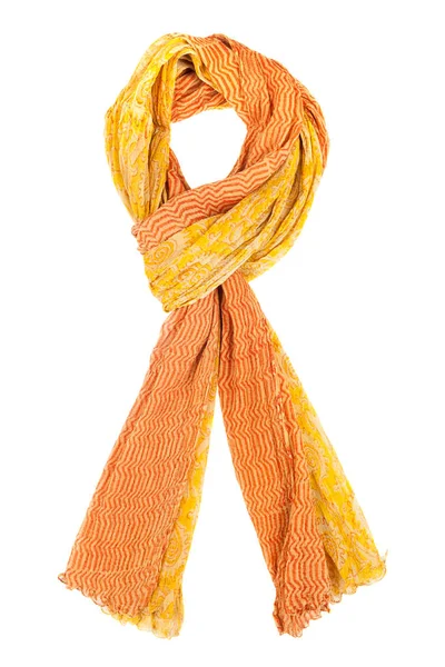 Sciarpa di seta arancione isolata su sfondo bianco . — Foto Stock