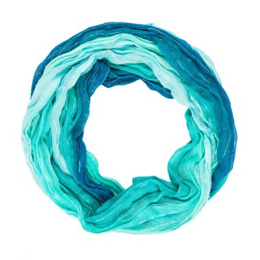 Mavi İpek eşarp izole üzerinde beyaz arka plan.