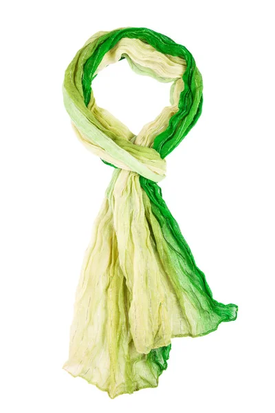 绿色的丝绸围巾上孤立的白色背景. — 图库照片