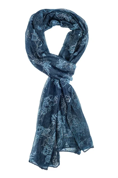 Bufanda de seda azul aislada sobre fondo blanco . —  Fotos de Stock