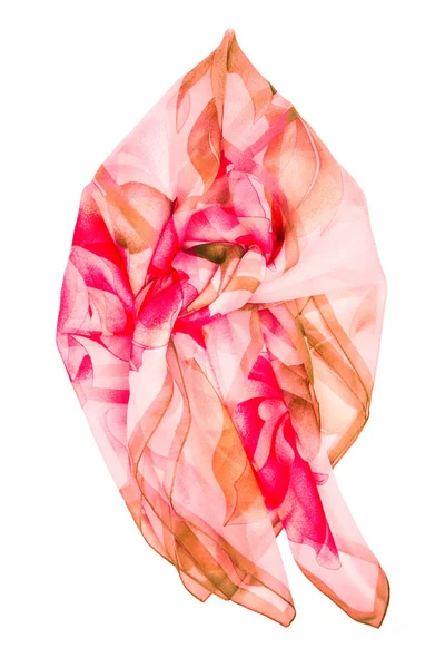 Шовковий шарф. Червоний шовковий шарф ізольований на білому тлі — стокове фото