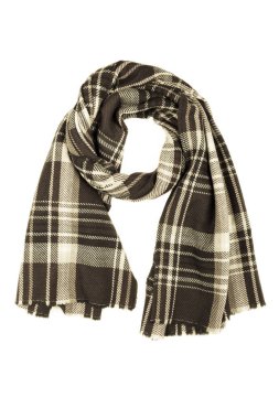 Beyaz arka plan üzerinde izole bej yün atkı.