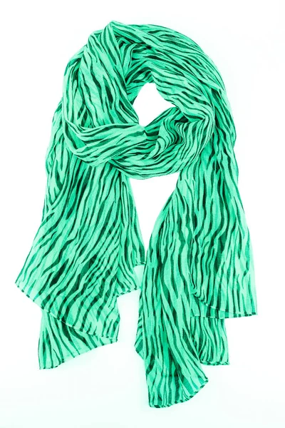 Grön silk scarf isolerade på vit bakgrund. — Stockfoto