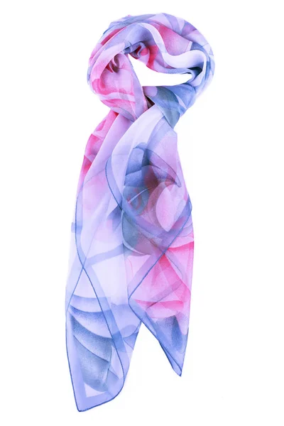 Bufanda de seda azul aislada sobre fondo blanco . — Foto de Stock