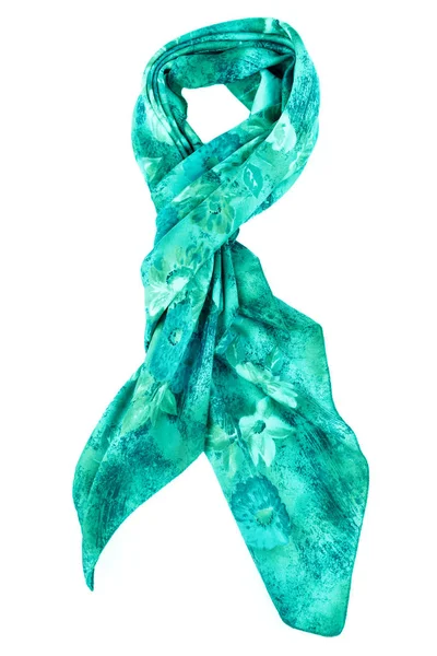 Grön silk scarf isolerade på vit bakgrund. — Stockfoto