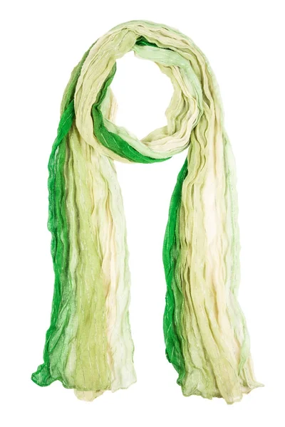 Écharpe en soie verte isolée sur fond blanc . — Photo