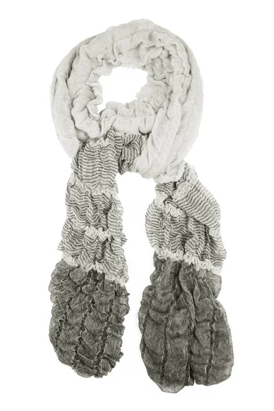 Foulard en laine grise isolé sur fond blanc. Foulard en laine grise isolé sur fond blanc. Accessoire féminin . — Photo