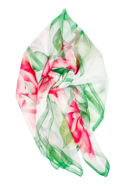 Silk scarf. Green silk scarf isolated on white background — Stock Photo, Image