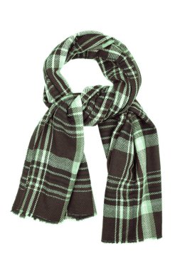 Yeşil yün eşarp izole üzerinde beyaz arka plan.