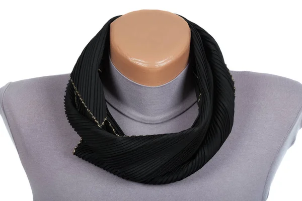 Black scarf on mannequin isolated on white background. — Stock Photo, Image