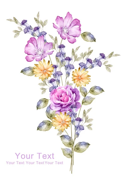 Çiçeklerin suluboya çizimi — Stok fotoğraf