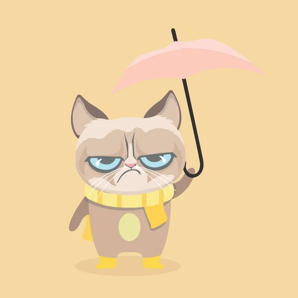 Söt grumpy cat. Vektorillustration — Stock vektor