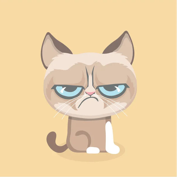 Cute grumpy cat. Vector Illustration — Stock Vector