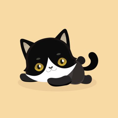 iri gözlü sevimli çizgi siyah kedi. vektör çizim.