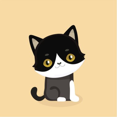 iri gözlü sevimli çizgi siyah kedi. vektör çizim.