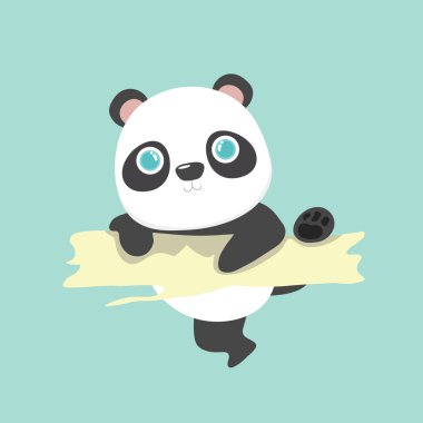 Pastel sırt üzerinde şirin, küçük bir pandanın vektör çizimi