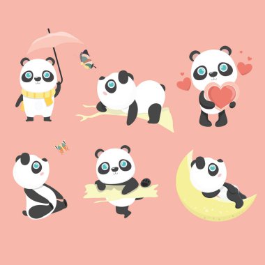 Sevimli panda üzerinde pastel arka plan belirleme