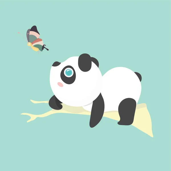 Wektor ilustracja cute little cartoon panda na pastel backg — Wektor stockowy