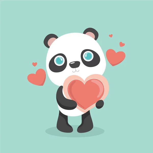 Vector illustration of cute little cartoon panda on pastel backg — ストックベクタ