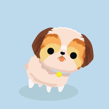 Karakter shih tzu köpek pastel arka planda