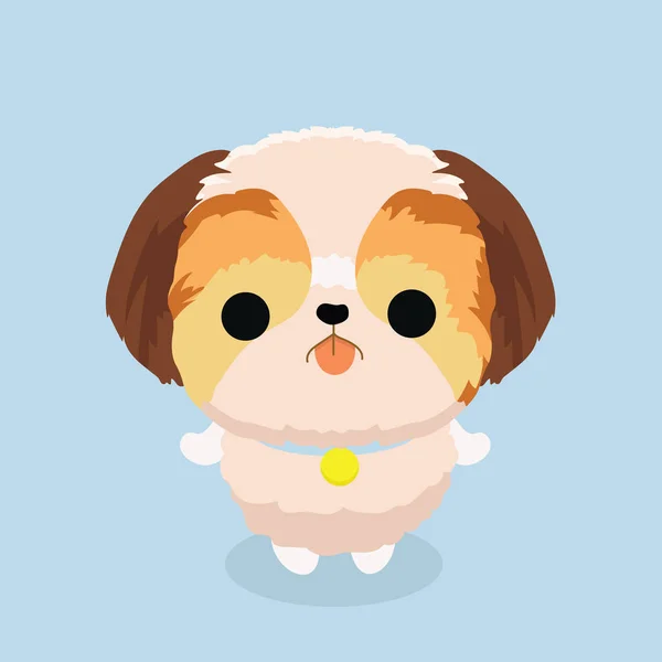 ตัวละคร Shih tzu สุนัขบนพื้นหลังพาสเทล — ภาพเวกเตอร์สต็อก