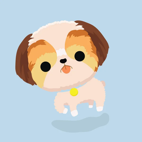 Charakter shih tzu Hund auf pastellfarbenem Hintergrund — Stockvektor