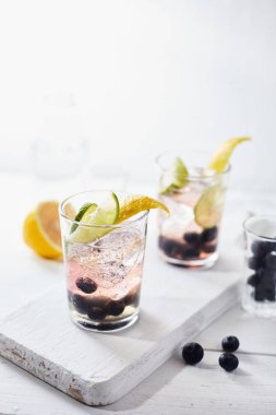 Yaz taze yabanmersinli limonata kokteylleri.