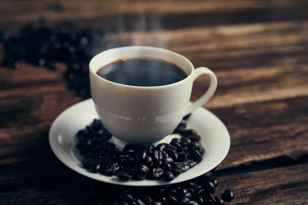 Hot Coffee Cup dan Coffee Beans . — Stok Foto