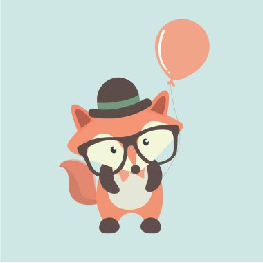 Pastel arka plan üzerinde şirin tilki çizgi film