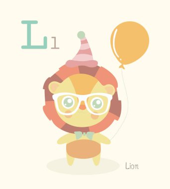 Çocuk eğitimi için Sevimli Hayvan Alfabesi Serisi A-Z.