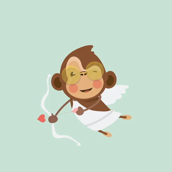 Caráter cupido de macaco. Conceito do Dia dos Namorados —  Vetores de Stock