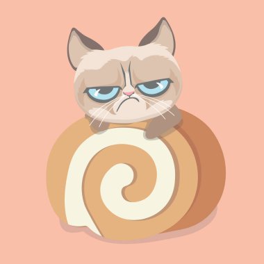 Tatlı huysuz bir kedi ve tatlı.