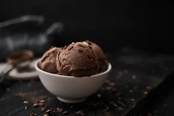 自家製オーガニックチョコレートアイスクリーム — ストック写真