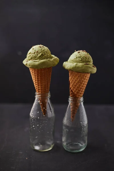 Домашній Зелений Чай Мача Морозиво — стокове фото