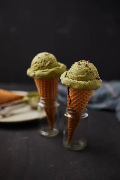 Hausgemachtes Matcha Eis Aus Grünem Tee — Stockfoto