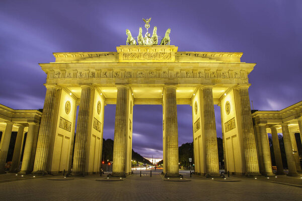 Berlin Brandenburg gate (Brandenburger Tor) beautifully illuminated 3D mapping at sunset