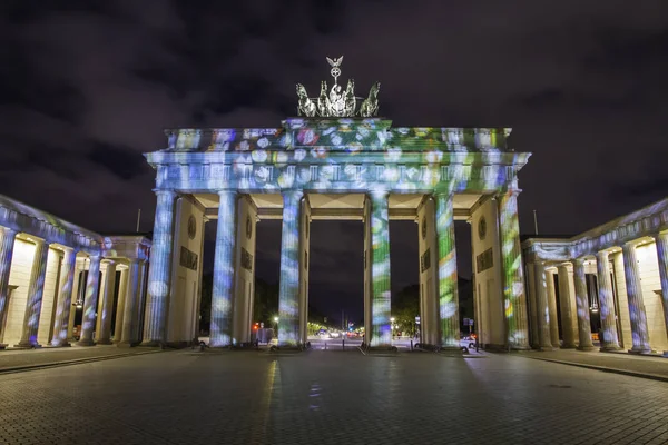 Portão Brandemburgo Brandenburger Tor Iluminado Durante Pôr Sol Berlim — Fotografia de Stock