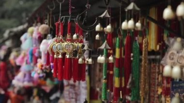 A close view of nepalese handicrafts, souvenirs at a gift shops. Nepal Kathmandu, market, bazaar.