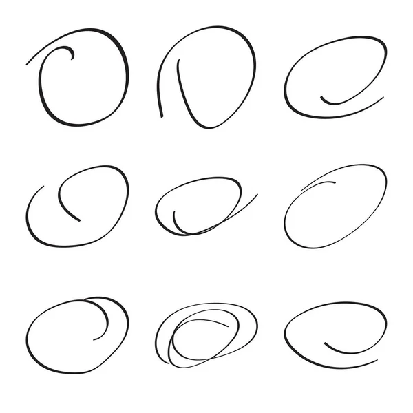 手描き楕円をセット — ストックベクタ