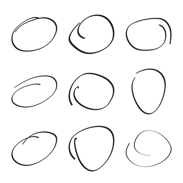 手描き楕円をセット — ストックベクタ