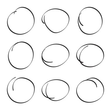 Set hand drawn ovals clipart