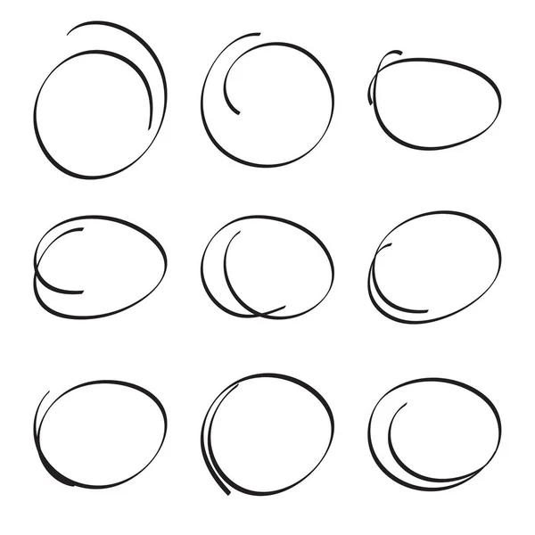 Set ovales dessinés à la main — Image vectorielle