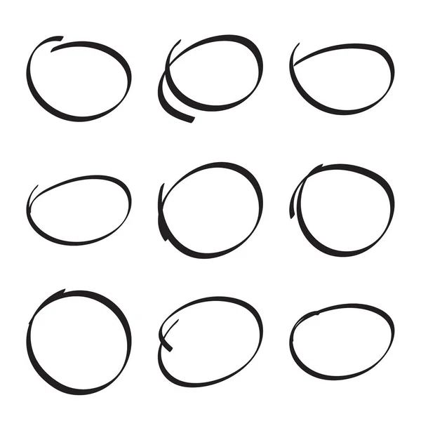 Set ovali disegnati a mano — Vettoriale Stock