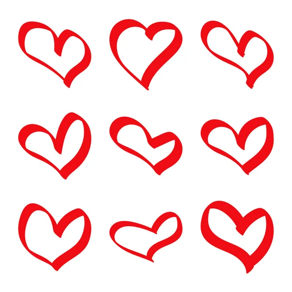 Corazón rojo dibujado a mano — Vector de stock