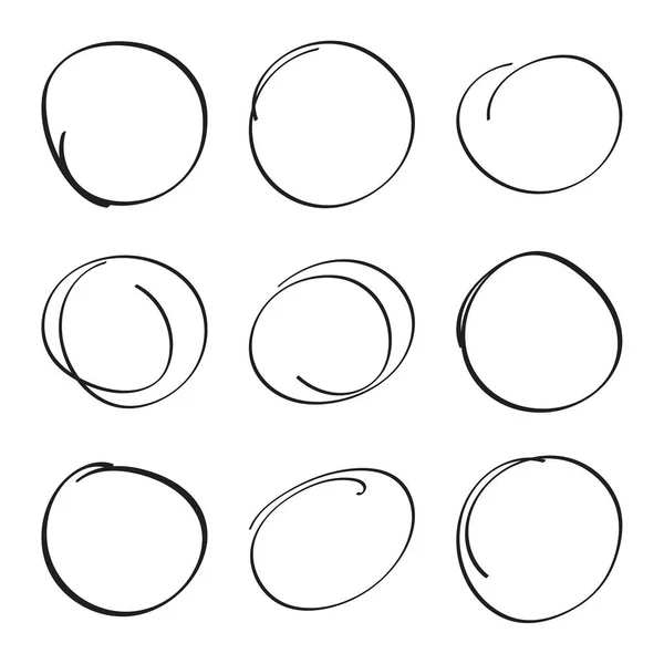 Set met de hand getrokken ovalen — Stockvector