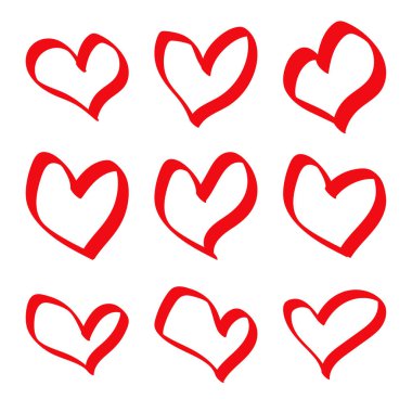 Kırmızı kalpler el çekilmiş