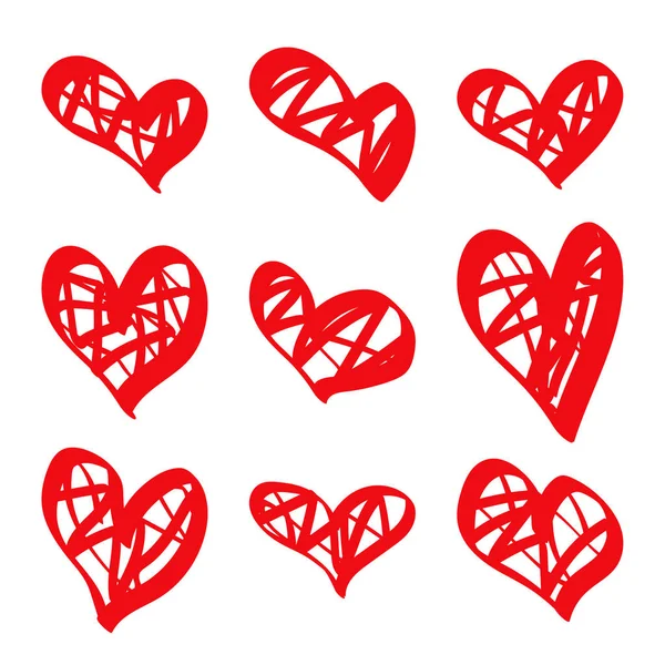 Ručně tažené červené srdce — Stockový vektor